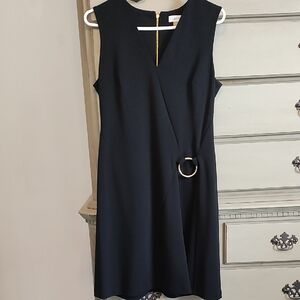 Calvin Klein Black Midi Dress with Gold Accent